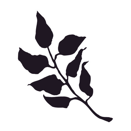 Vector Black and White Illustration of Plant Isolated on White Backgroundのイラスト素材