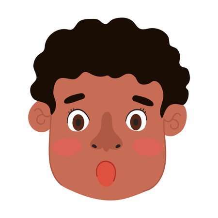 Vector Colorful Illustration of Surprised Boy Isolated on White Backgroundのイラスト素材