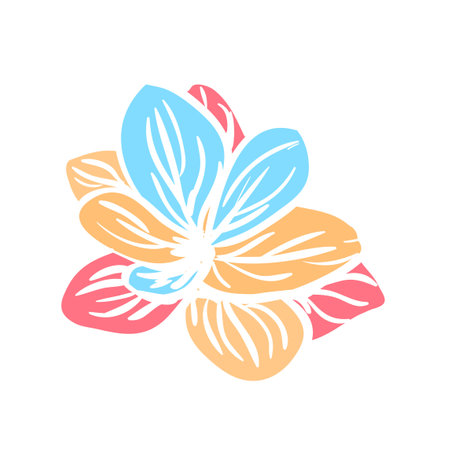 Vector Colorful Illustration of Petal Flower Isolated on White Backgroundのイラスト素材