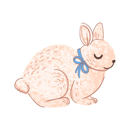Vector Colorful Illustration of Cute Rabbit Isolated on White Backgroundのイラスト素材