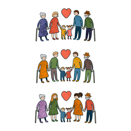 Vector Colorful Set of Family Related Icons Isolated on White Backgroundのイラスト素材