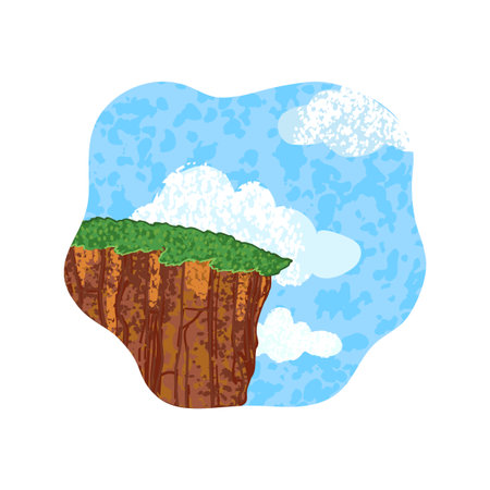 Vector Colorful Textured Illustration of Cliff Isolated on White Backgroundのイラスト素材