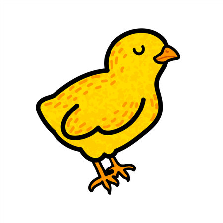 Vector Colorful Illustration of Cute Chicken Isolated on White Backgroundのイラスト素材