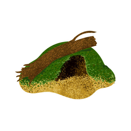Vector Colorful Illustration of Burrow Isolated on White Backgroundのイラスト素材