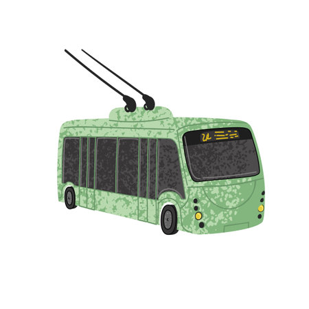 Vector Colorful Illustration of Trolleybus Isolated on White Backgroundのイラスト素材