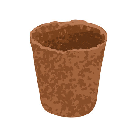 Vector Colorful Illustration of Biodegradable Pot Isolated on White Backgroundのイラスト素材