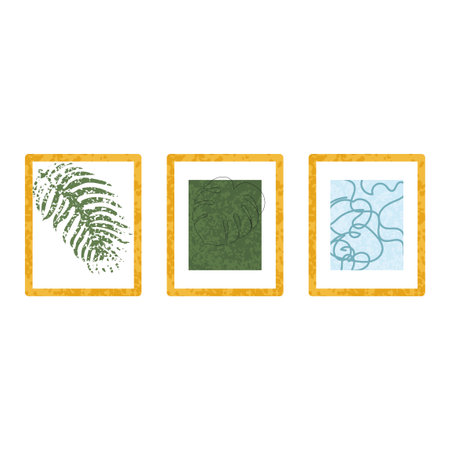 Vector Colorful Illustration of Composition of the Floral Arts in Frames Isolated on White Backgroundのイラスト素材