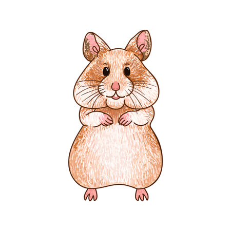 Vector Colorful Illustration of Cute Standing Hamster Isolated on White Backgroundのイラスト素材