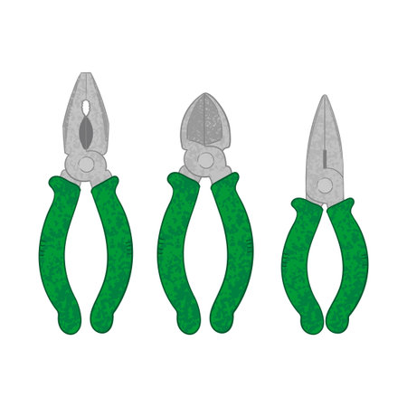 Vector Colorful Set with Illustrations of Different Pliers Isolated on White Backgroundのイラスト素材