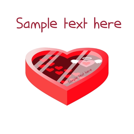 Packing in the form of heart with a transparent lid, which can be used as a postcard, an invitation or a banner.のイラスト素材