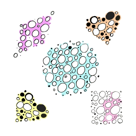 Vector illustration. Bubbles in zazlichnyh forms. Diamond, heart, circle, square. Illustration for interior decoration, texture, ornament, pattern.のイラスト素材
