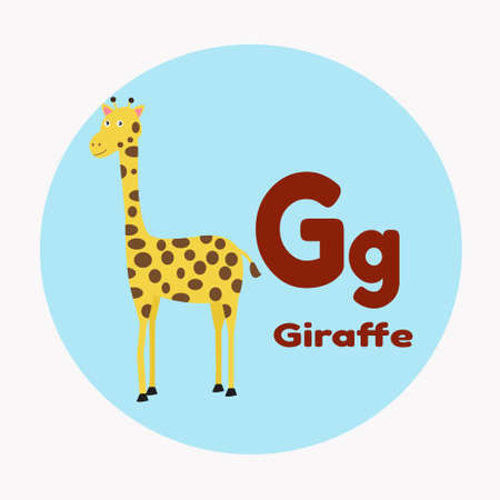Animal Cartoon Alphabet G Giraffe Vectorのイラスト素材