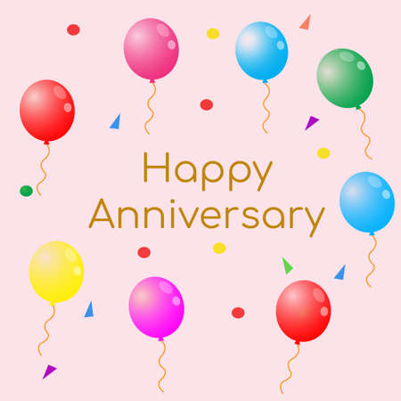 Happy Anniversary with Shiny Balloon Vectorのイラスト素材