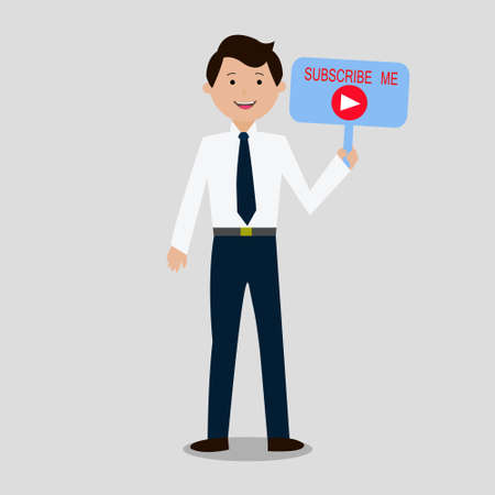 Illustration Vector Graphic Of Man Holding Subscribe Meのイラスト素材