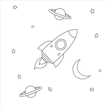 Illustration vector Graphic Of Rocket Outline Good For Coloring Bookのイラスト素材