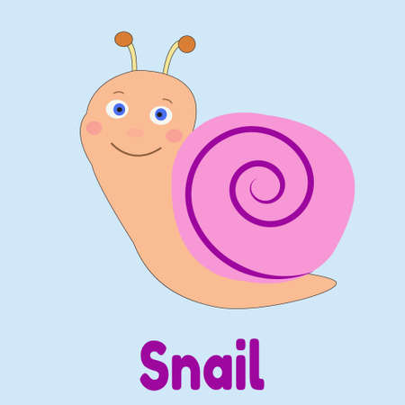 Animal Snail Playing Card For Kids Cartoon Vectorのイラスト素材