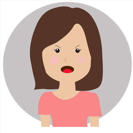 Woman Cartoon Potrait Avatar Angry Illustration Vectorのイラスト素材