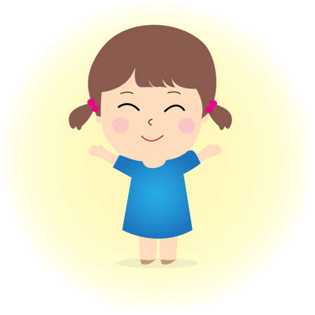 cute girl happy cartoonのイラスト素材