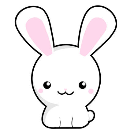Un lindo y sencillo conejo blanco especial para fiestas pascuas para niÃ±os y niÃ±asのイラスト素材