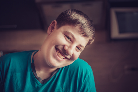 Portrait of a smiling teenager. Everyday life.の写真素材