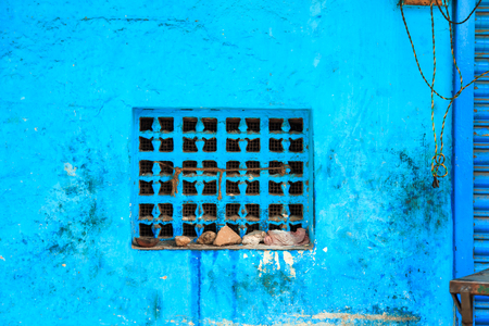 Bright facade of the traditional house, Tamil Nadu state, India.の写真素材