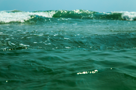 Waves of the Indian Ocean on a sunny day. Selective focus.の写真素材