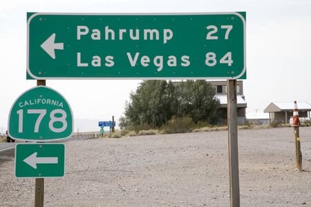 Pahrump and Las Vegas highway sign