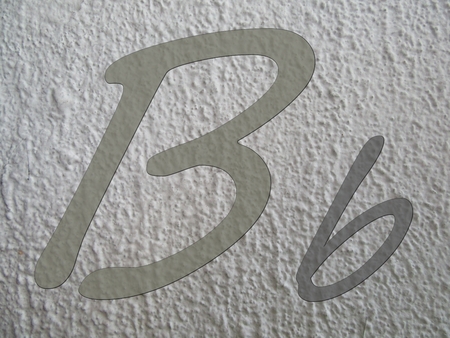 Transparent gray letter B , big and small on white grunge backgroundの写真素材