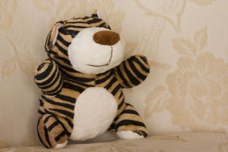 A cuddly tiger pup soft toyの写真素材