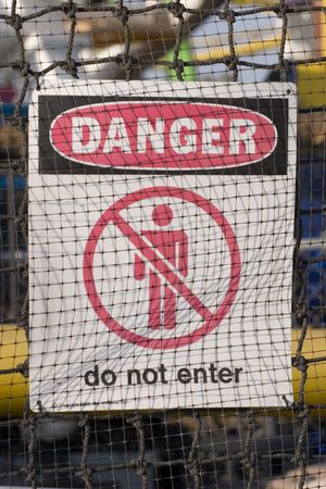Danger warning sign at construction siteの写真素材