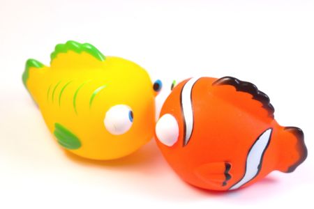 two bath toy fishesの写真素材