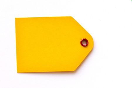 yellow gift tagの写真素材