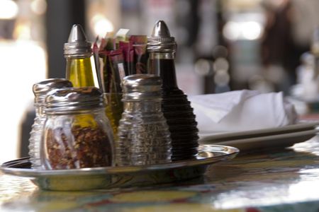 Outdoor cafe in North Beach, Californiaの写真素材