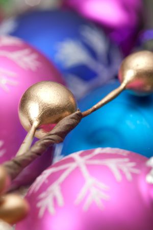 gold tone holiday ornamentの写真素材