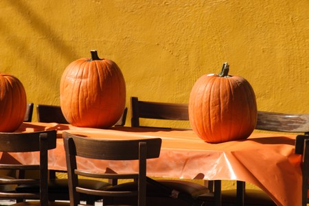 pumpkins on a tapas restaurant tableの写真素材