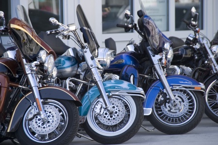 Fancy Harleys on city streetのeditorial素材