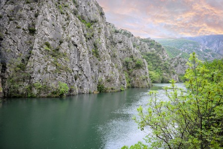 small lake in the mountainsの写真素材