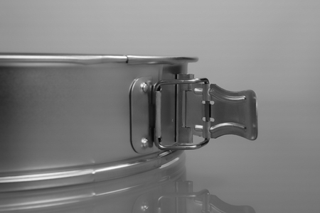 Close up of baking dish cakes on gray background
