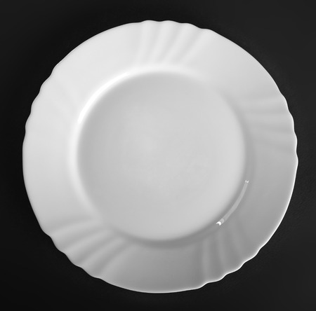 Porcelain round shallow bowl.Top viewの写真素材