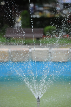 Texture of water drops of fountain, Splash of water in the fountainの写真素材
