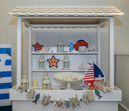 Space for exhibition of objects that symbolize seafood details, seafoodの写真素材