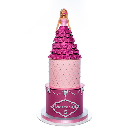 Details of modern wafer paper cakes. Design cake of the theme is inspired by the movie Barbie doll. The cakes maked of wafer paper, hand madeのeditorial素材
