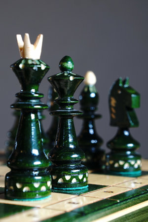 Chess board game concept of business ideas and competition and strategy ideas concept. Chess pieces before the game. Chess board on the table. View with chess pieces on a chess table in contesの写真素材