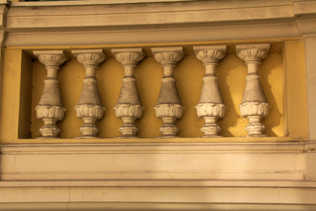 Detail of a balustrade on the facade of a building