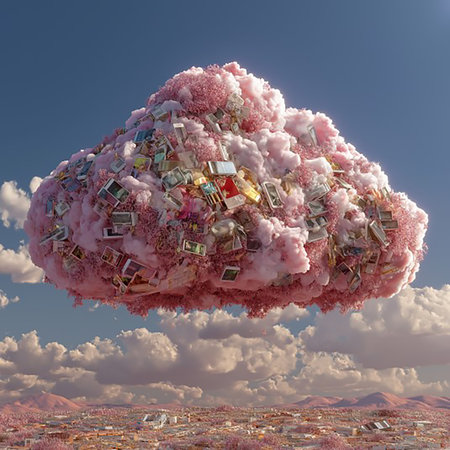 Cloud computing concept. 3D illustration. 3D CG. High resolution.の素材