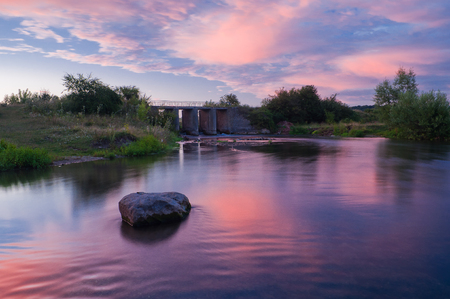 Sunset on the riverの写真素材