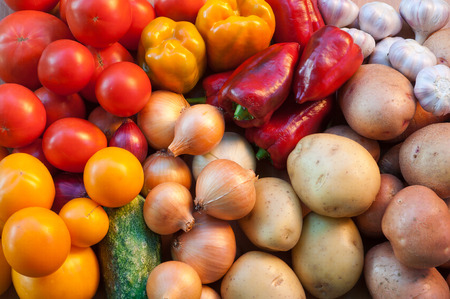 Ripe fresh vegetables close-up. Horizontal photo.の写真素材