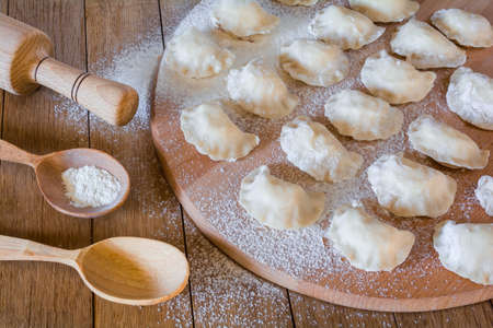 Varenyky with cottage cheese. Traditional dish of Central and Eastern Europeの写真素材