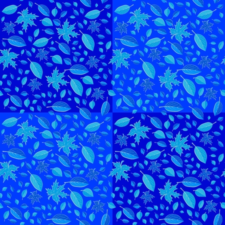 Seamless pattern with leaves in blue tones. Vector illustration.のイラスト素材