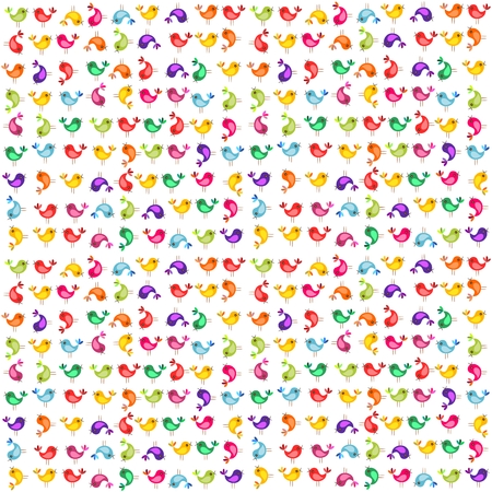 Colorful doodle birds isolated on white. Vector illustration.のイラスト素材